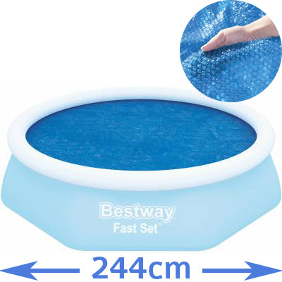 Acoperis piscina, Bestway, albastru, cu bule pentru incalzire, 2.44 m x 0.6 m Acoperis piscina, Bestway, albastru, cu bule pentru incalzire, 2.44 m x 0.6 m
